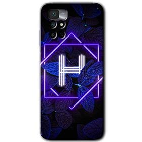 Xiaomi Redmi Note 11 4G Dark Neon Yaprak H Harfi Baskılı Uyumlu Silikon Kılıf