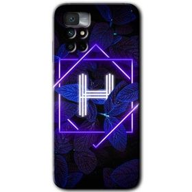 Xiaomi Redmi Note 11 4G Dark Neon Yaprak H Harfi Baskılı Uyumlu Silikon Kılıf