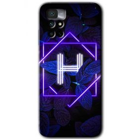 Xiaomi Redmi Note 11 4G Dark Neon Yaprak H Harfi Baskılı Uyumlu Silikon Kılıf