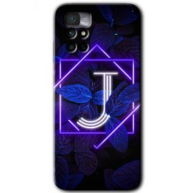 Xiaomi Redmi Note 11 4G Dark Neon Yaprak J Harfi Baskılı Uyumlu Silikon Kılıf