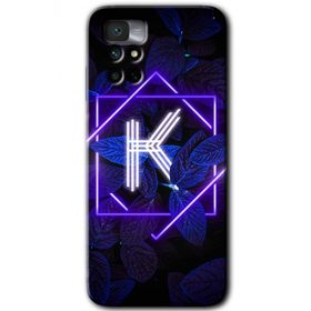 Xiaomi Redmi Note 11 4G Dark Neon Yaprak K Harfi Baskılı Uyumlu Silikon Kılıf