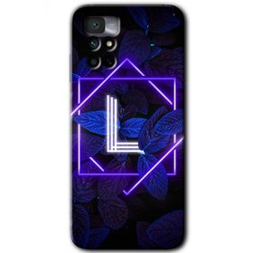 Xiaomi Redmi Note 11 4G Dark Neon Yaprak L Harfi Baskılı Uyumlu Silikon Kılıf