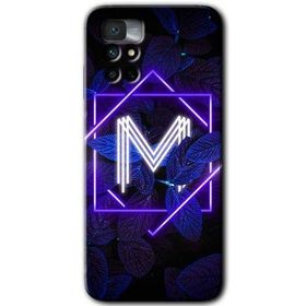 Xiaomi Redmi Note 11 4G Dark Neon Yaprak M Harfi Baskılı Uyumlu Silikon Kılıf