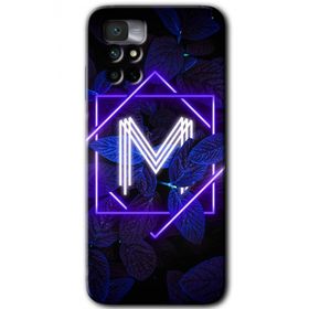 Xiaomi Redmi Note 11 4G Dark Neon Yaprak M Harfi Baskılı Uyumlu Silikon Kılıf