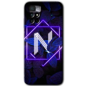 Xiaomi Redmi Note 11 4G Dark Neon Yaprak N Harfi Baskılı Uyumlu Silikon Kılıf