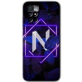 Xiaomi Redmi Note 11 4G Dark Neon Yaprak N Harfi Baskılı Uyumlu Silikon Kılıf