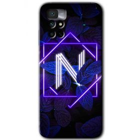 Xiaomi Redmi Note 11 4G Dark Neon Yaprak N Harfi Baskılı Uyumlu Silikon Kılıf