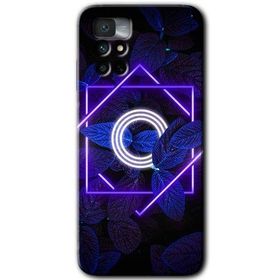 Xiaomi Redmi Note 11 4G Dark Neon Yaprak O Harfi Baskılı Uyumlu Silikon Kılıf