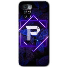 Xiaomi Redmi Note 11 4G Dark Neon Yaprak P Harfi Baskılı Uyumlu Silikon Kılıf