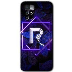 Xiaomi Redmi Note 11 4G Dark Neon Yaprak R Harfi Baskılı Uyumlu Silikon Kılıf