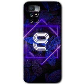 Xiaomi Redmi Note 11 4G Dark Neon Yaprak S Harfi Baskılı Uyumlu Silikon Kılıf