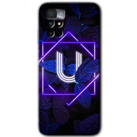 Xiaomi Redmi Note 11 4G Dark Neon Yaprak Ü Harfi Baskılı Uyumlu Silikon Kılıf
