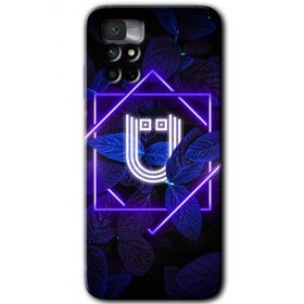 Xiaomi Redmi Note 11 4G Dark Neon Yaprak Ü Harfi Baskılı Uyumlu Silikon Kılıf