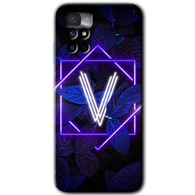 Xiaomi Redmi Note 11 4G Dark Neon Yaprak V Harfi Baskılı Uyumlu Silikon Kılıf