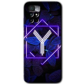 Xiaomi Redmi Note 11 4G Dark Neon Yaprak Y Harfi Baskılı Uyumlu Silikon Kılıf