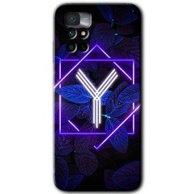 Xiaomi Redmi Note 11 4G Dark Neon Yaprak Y Harfi Baskılı Uyumlu Silikon Kılıf