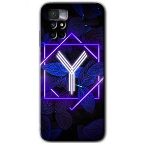 Xiaomi Redmi Note 11 4G Dark Neon Yaprak Y Harfi Baskılı Uyumlu Silikon Kılıf
