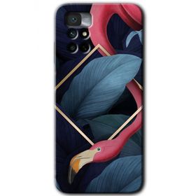 Xiaomi Redmi Note 11 4G Flamingo Yaprak Baskılı Uyumlu Silikon Kılıf