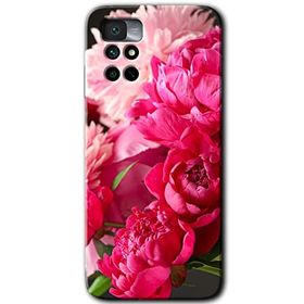 Xiaomi Redmi Note 11 4G Kırmızı Beyaz Gül Baskılı Uyumlu Silikon Kılıf