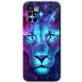 Xiaomi Redmi Note 11 4G Neon Lion Baskılı Uyumlu Silikon Kılıf
