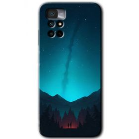 Xiaomi Redmi Note 11 4G Night Fores Mount Baskılı Uyumlu Silikon Kılıf