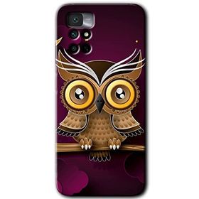 Xiaomi Redmi Note 11 4G Owl Bird Branch Baskılı Uyumlu Silikon Kılıf