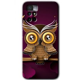 Xiaomi Redmi Note 11 4G Owl Bird Branch Baskılı Uyumlu Silikon Kılıf