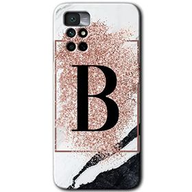 Xiaomi Redmi Note 11 4G Pembe Mermer Desenli B Harfi Baskılı Uyumlu Silikon Kılıf