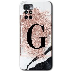 Xiaomi Redmi Note 11 4G Pembe Mermer Desenli G Harfi Baskılı Uyumlu Silikon Kılıf