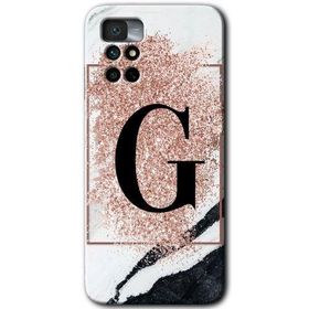 Xiaomi Redmi Note 11 4G Pembe Mermer Desenli G Harfi Baskılı Uyumlu Silikon Kılıf