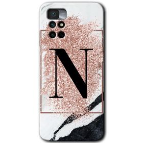 Xiaomi Redmi Note 11 4G Pembe Mermer Desenli K Harfi Baskılı Uyumlu Silikon Kılıf