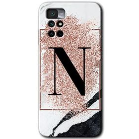 Xiaomi Redmi Note 11 4G Pembe Mermer Desenli N Harfi Baskılı Uyumlu Silikon Kılıf