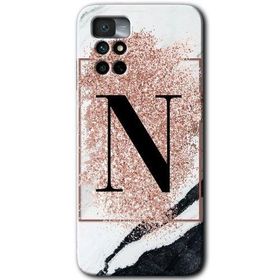 Xiaomi Redmi Note 11 4G Pembe Mermer Desenli N Harfi Baskılı Uyumlu Silikon Kılıf