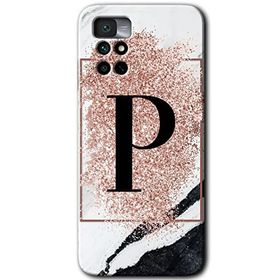 Xiaomi Redmi Note 11 4G Pembe Mermer Desenli P Harfi Baskılı Uyumlu Silikon Kılıf
