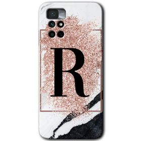 Xiaomi Redmi Note 11 4G Pembe Mermer Desenli R Harfi Baskılı Uyumlu Silikon Kılıf