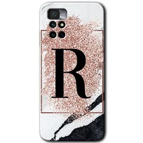 Xiaomi Redmi Note 11 4G Pembe Mermer Desenli R Harfi Baskılı Uyumlu Silikon Kılıf