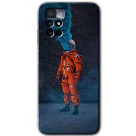 Xiaomi Redmi Note 11 4G Smoke Astronot Baskılı Uyumlu Silikon Kılıf