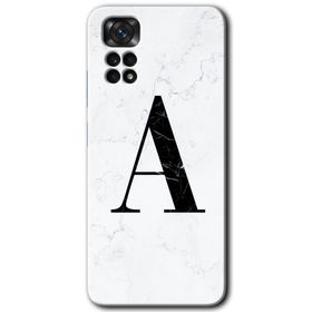Xiaomi Redmi Note 11 5G Global Beyaz Mermer Desenli A Harfi Baskılı Uyumlu Silikon Kılıf