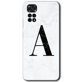 Xiaomi Redmi Note 11 5G Global Beyaz Mermer Desenli A Harfi Baskılı Uyumlu Silikon Kılıf