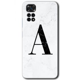 Xiaomi Redmi Note 11 5G Global Beyaz Mermer Desenli A Harfi Baskılı Uyumlu Silikon Kılıf