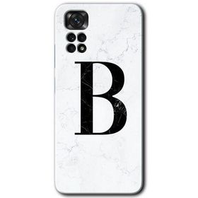 Xiaomi Redmi Note 11 5G Global Beyaz Mermer Desenli B Harfi Baskılı Uyumlu Silikon Kılıf