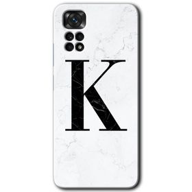 Xiaomi Redmi Note 11 5G Global Beyaz Mermer Desenli D Harfi Baskılı Uyumlu Silikon Kılıf