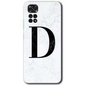Xiaomi Redmi Note 11 5G Global Beyaz Mermer Desenli D Harfi Baskılı Uyumlu Silikon Kılıf
