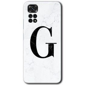 Xiaomi Redmi Note 11 5G Global Beyaz Mermer Desenli G Harfi Baskılı Uyumlu Silikon Kılıf