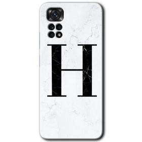 Xiaomi Redmi Note 11 5G Global Beyaz Mermer Desenli H Harfi Baskılı Uyumlu Silikon Kılıf