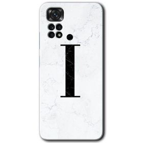 Xiaomi Redmi Note 11 5G Global Beyaz Mermer Desenli İ Harfi Baskılı Uyumlu Silikon Kılıf