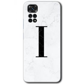 Xiaomi Redmi Note 11 5G Global Beyaz Mermer Desenli İ Harfi Baskılı Uyumlu Silikon Kılıf