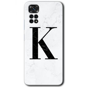 Xiaomi Redmi Note 11 5G Global Beyaz Mermer Desenli K Harfi Baskılı Uyumlu Silikon Kılıf