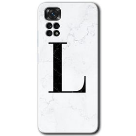 Xiaomi Redmi Note 11 5G Global Beyaz Mermer Desenli L Harfi Baskılı Uyumlu Silikon Kılıf