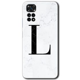 Xiaomi Redmi Note 11 5G Global Beyaz Mermer Desenli L Harfi Baskılı Uyumlu Silikon Kılıf